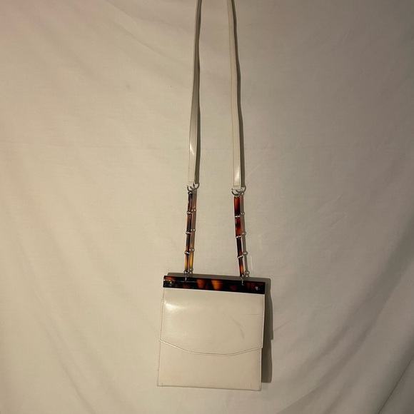 Daniel Ames Elegant White Crossbody Bag with tortoiseshell accents - Picture 1 of 9